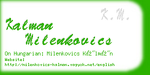 kalman milenkovics business card